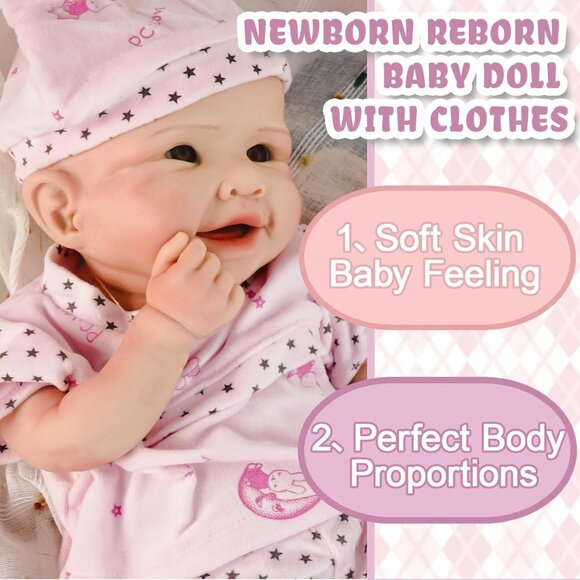 19.49in Full Silicone Non Vinyl ivory Smiling Baby Dolls BOY Reborn Baby Doll - Picture 5 of 7